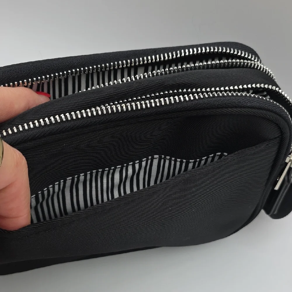 Brighton Black Crossbody Bag with Red Accents
